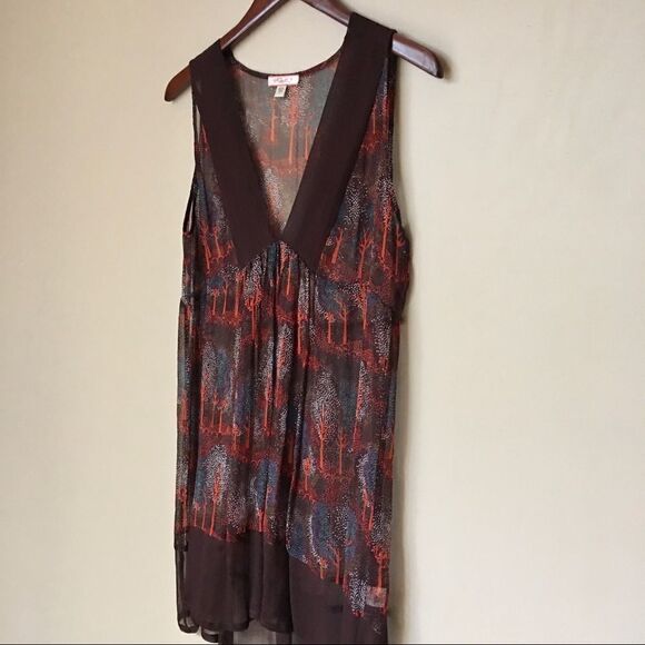 Lux | sheer silk brown flowy boho tunic | small - Picture 1 of 8